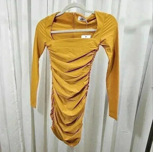 Tiger Mist Womens Size XS Mustard Yellow Bodycon Dress